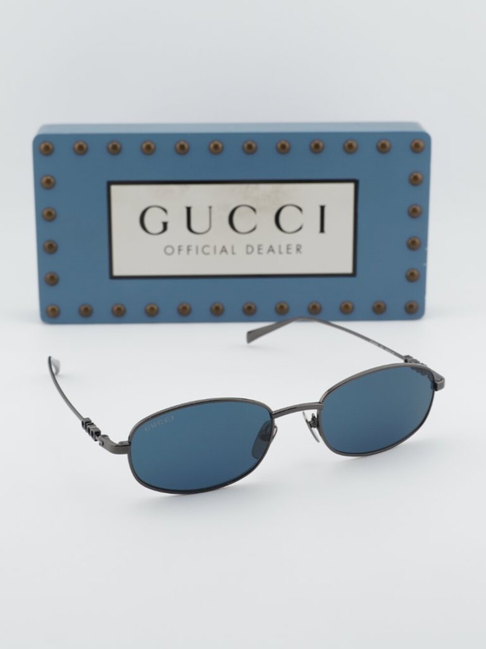 Gucci GG1940S 001 Rectangle Sunglasses - Ruthenium / Blue - Picture 5 of 10